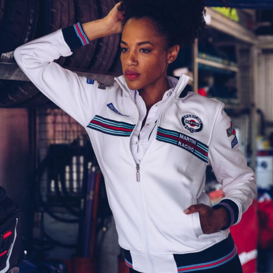 Ladies Sweatshirt mit durchgehendem Reißverschluss - Weiß