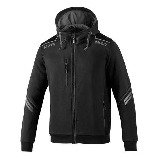 Sparco Colorado Kapuzenjacke mit durchgehendem Reißverschluss - Schwarz / Grau