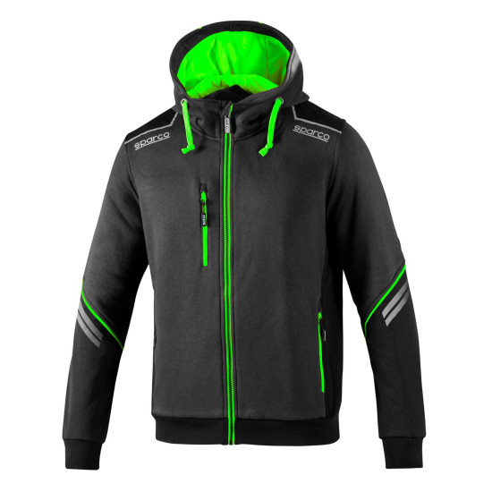 Sparco Colorado Kapuzenjacke mit durchgehendem Reißverschluss - Grau / Grün